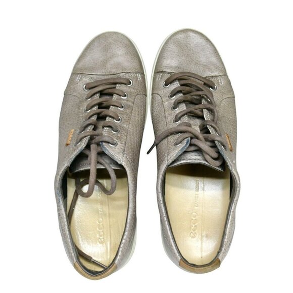 Ecco Soft 7 Mens Size 45 Us 11-11.5 Perforated‎ Leather Sneakers Grey Taupe - Picture 3 of 14